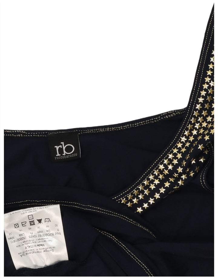 Roccobarocco Top sin mangas con gráfico corto para mujer IT 50 XL Azul marino