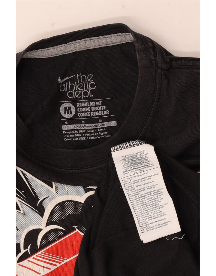 Nike Camiseta con gráfico de corte regular para hombre, talla mediana, algodón negro
