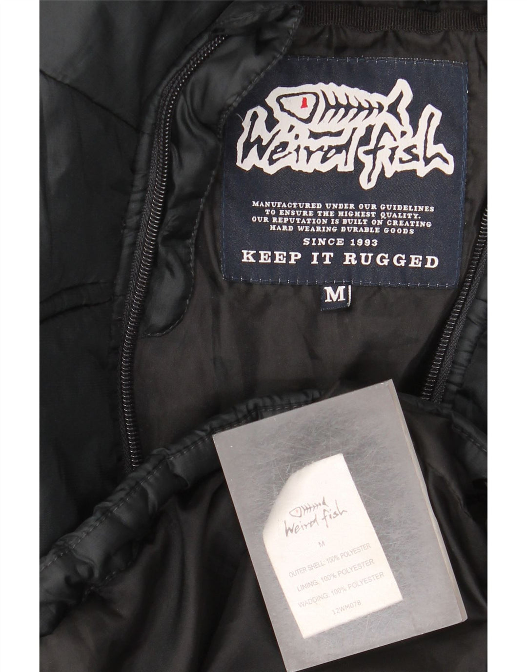 Weird Fish Chaqueta acolchada con capucha para hombre UK 38 Medium Negro Poliéster