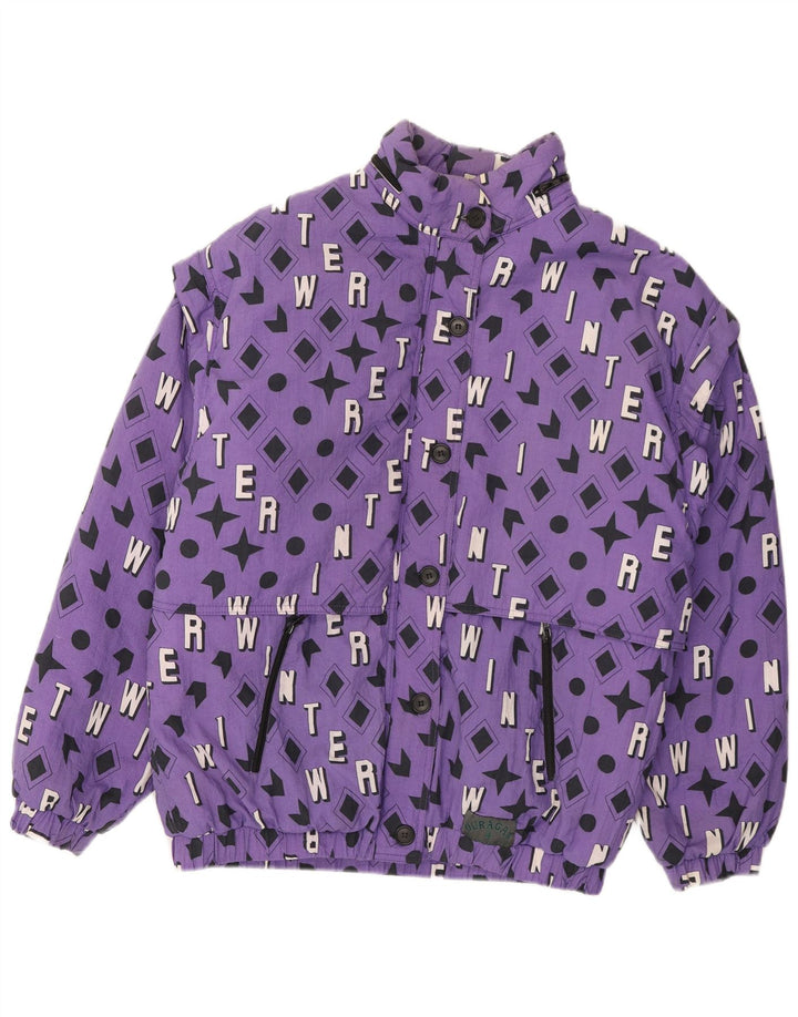 Vintage hombres bomber chaqueta Reino Unido 40 grande púrpura geométrico