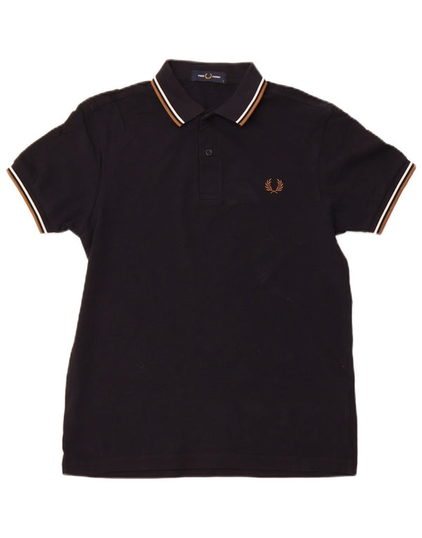 FRED PERRY Polo para hombre pequeño algodón azul marino