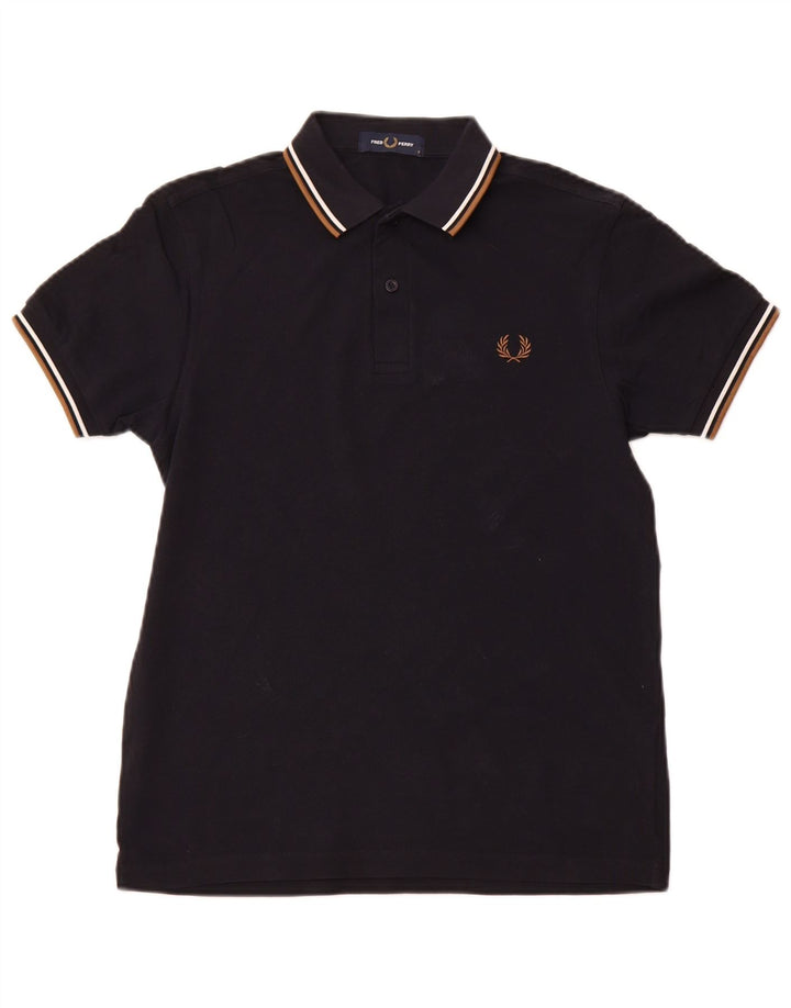 FRED PERRY Polo para hombre pequeño algodón azul marino