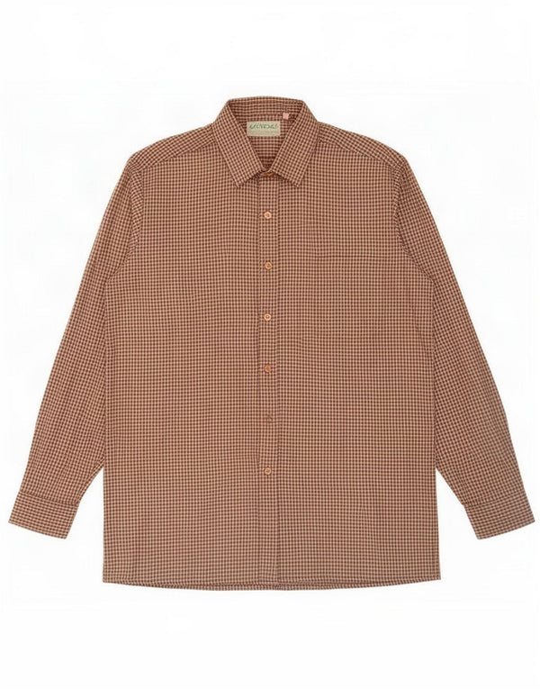 Gleneske Camisa de franela para hombre Talla 39 15 1/2 Mediano Beige Pata de gallo