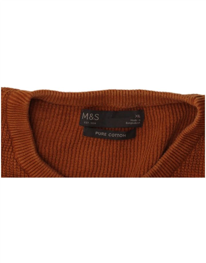 Marks & Spencer - Jersey de cuello redondo para hombre, talla XL, algodón marrón