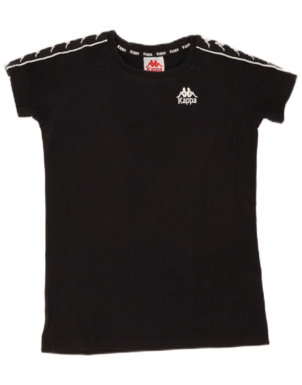 Kappa Camiseta gráfica para mujer Top UK 10 Small Black Cotton