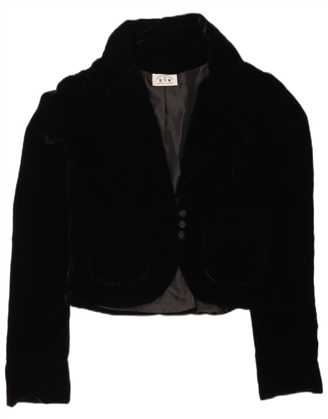 VINTAGE Chaqueta Blazer de Terciopelo de 3 Botones para Mujer Reino Unido 12 Negro Medio