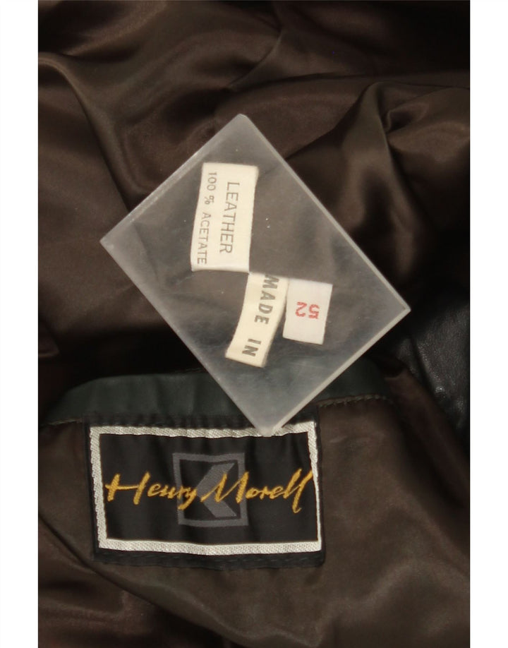 Henry Morell Chaqueta de cuero de manga 3/4 para hombre IT 52 XL Cuero negro