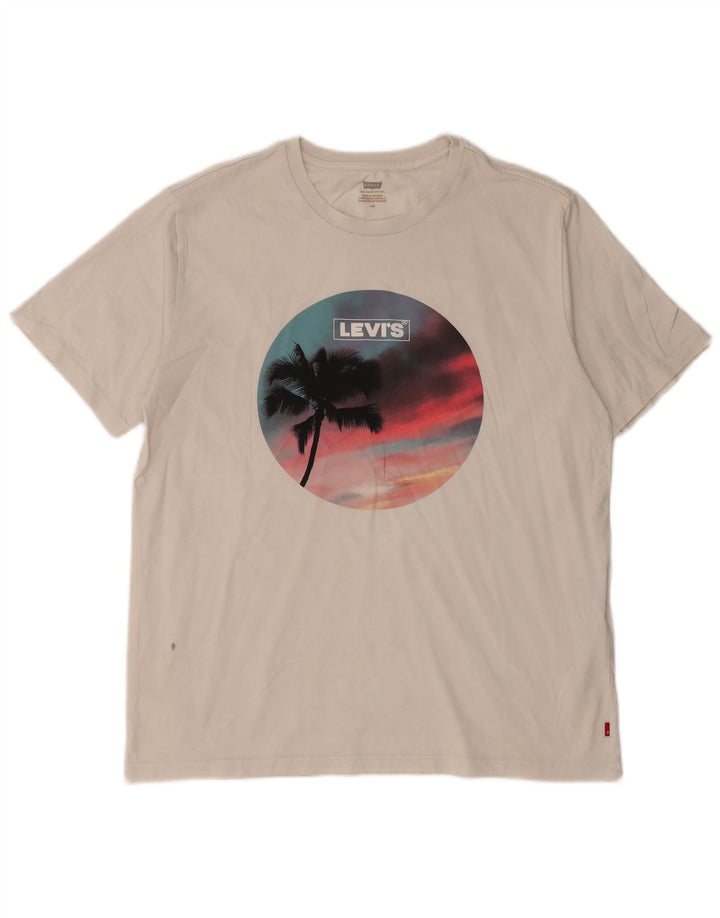 LEVI'S Camiseta gráfica para hombre Top grande de algodón blanco roto