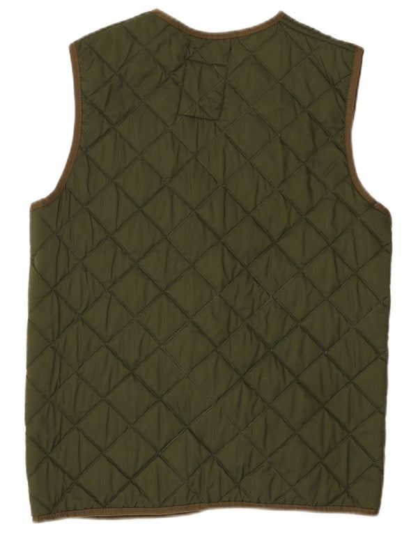 Vintage mujeres de gran tamaño acolchado Gilet US 1 XS Caqui