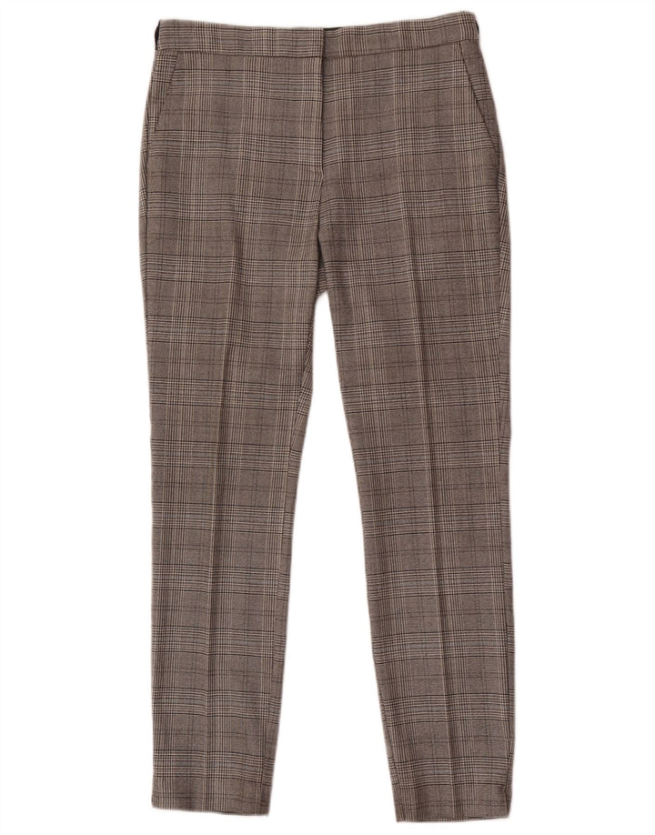Zara Mujer Pantalón Chino Slim Medium W28 L28 Gris Pata De Gallo