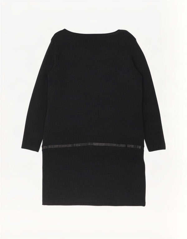 Cos Vestido tipo jersey de manga larga para mujer Reino Unido 44 Lana merino negra mediana
