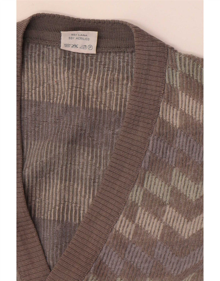 Bernardini Jersey Cárdigan De Lana A Rayas Gris Medio Hombre