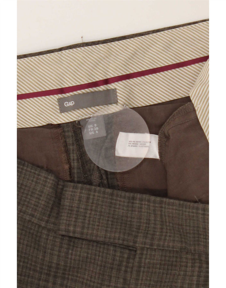 Pantalón de traje recto para mujer Gap UK 8 Small W30 L27 Poliéster a cuadros gris