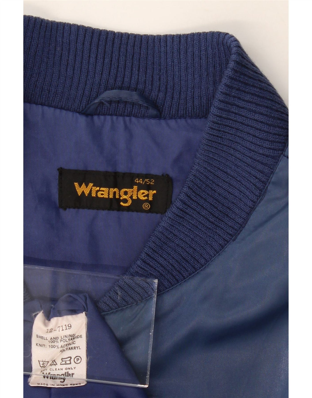 WRANGLER Mens Bomber Jacket UK 42 XL Navy Blue Polyamide Vintage Wrangler and Second-Hand Wrangler from Messina Hembry 