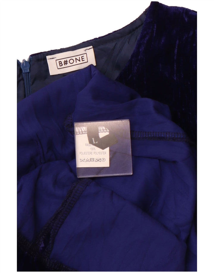 B.ONE Vestido tubo de terciopelo de manga larga para mujer UK 44 Poliéster azul grande