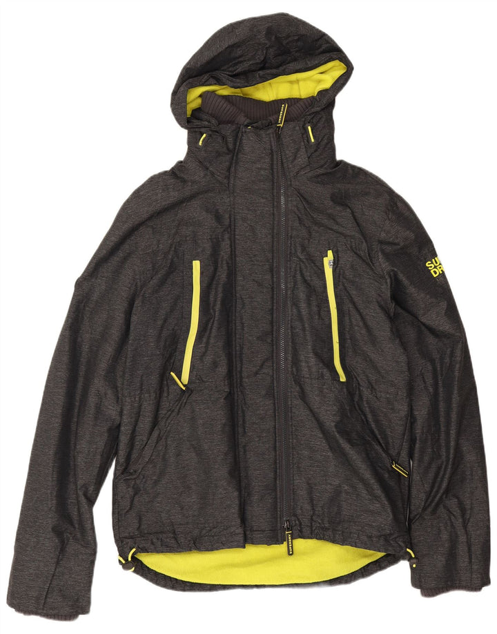 Superdry Chaqueta cortavientos con capucha Windattacker para hombre, talla 40, nailon gris grande
