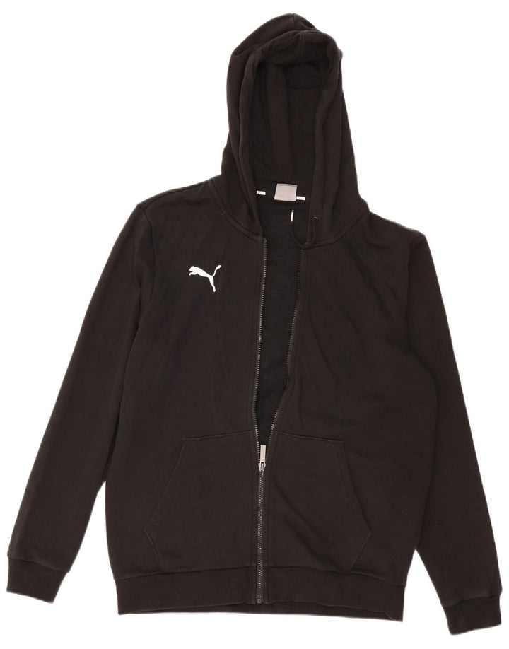 Puma Sudadera con capucha y cremallera para hombre, algodón negro mediano