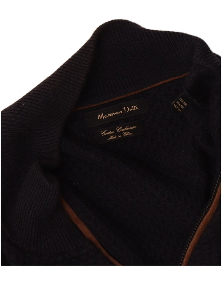 Massimo Dutti Jersey Cárdigan Hombre 2XL Azul Marino Algodón