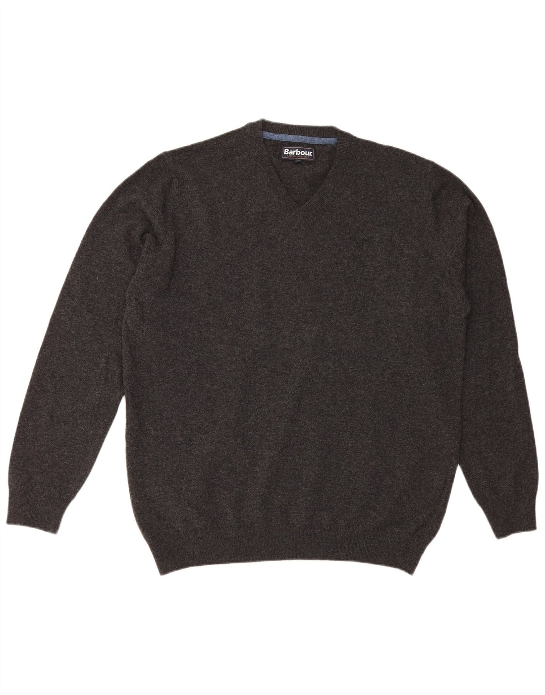 Barbour - Jersey con cuello en V para hombre, talla 2XL, lana gris