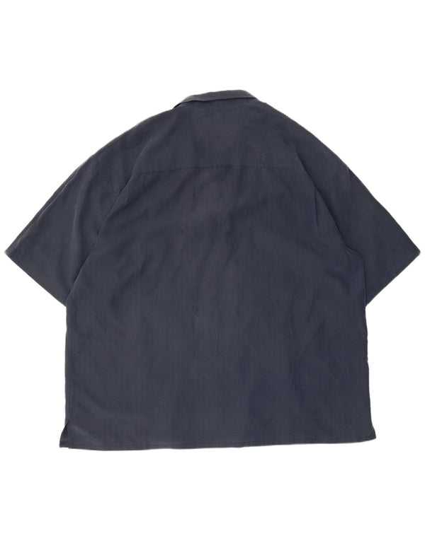 Camisa vintage de manga corta para hombre 2XL Azul marino Colorblock Modal