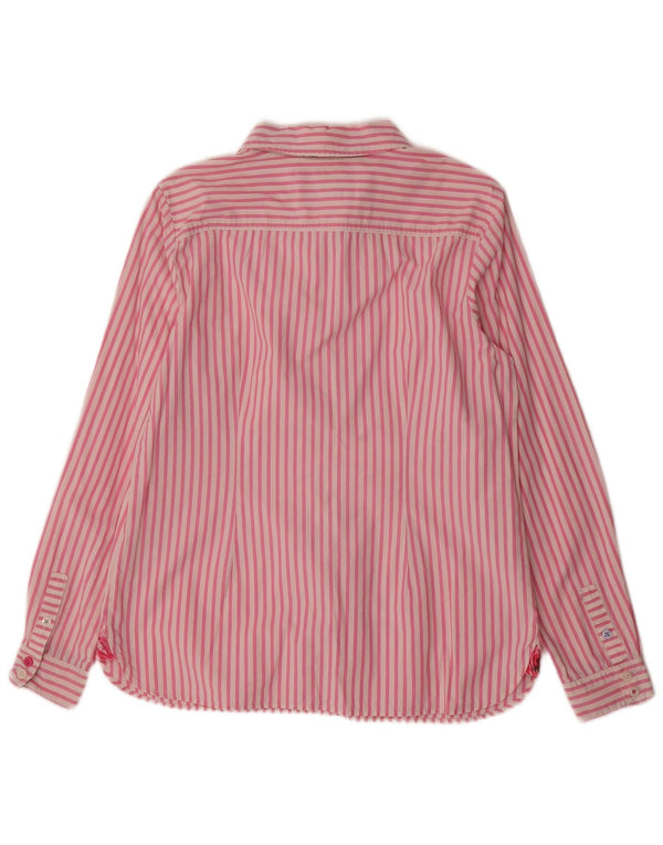 JOULES Womens Shirt UK 14 Large Pink Pinstripe Cotton