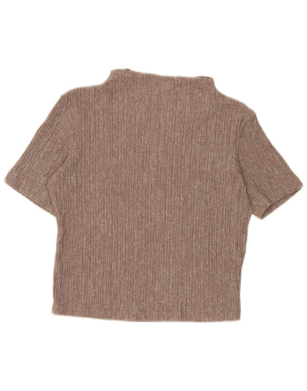 Zara Mujer Crop Blusa Top UK 10 Small Marrón