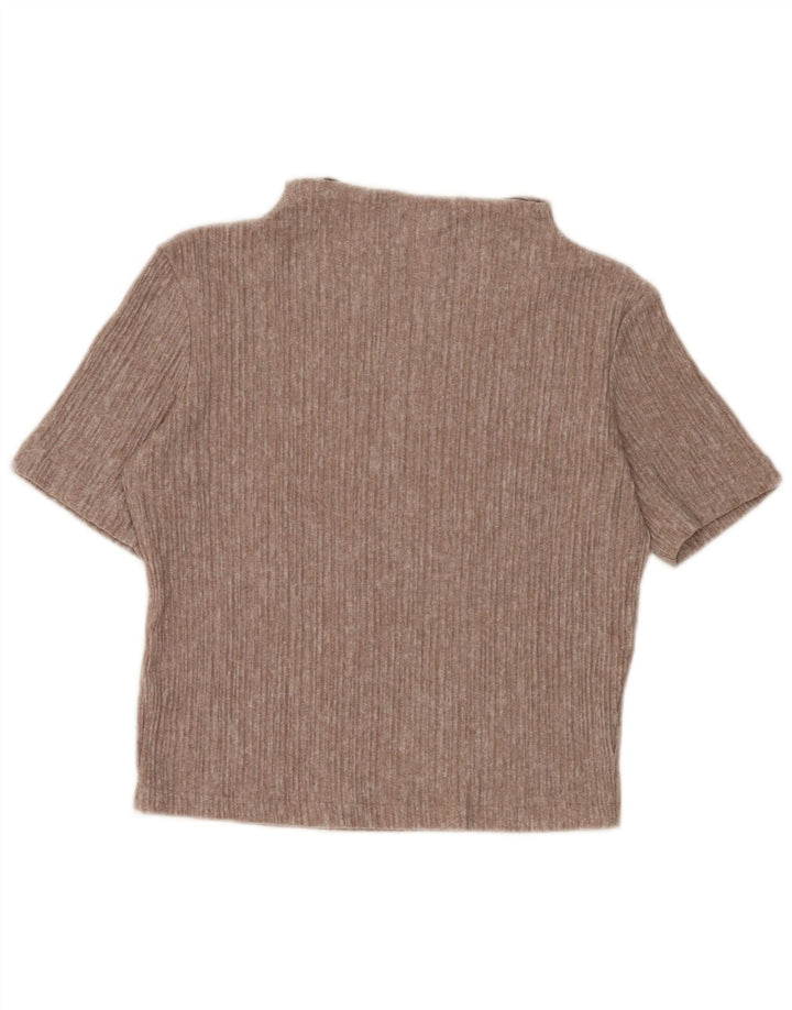 Zara Mujer Crop Blusa Top UK 10 Small Marrón