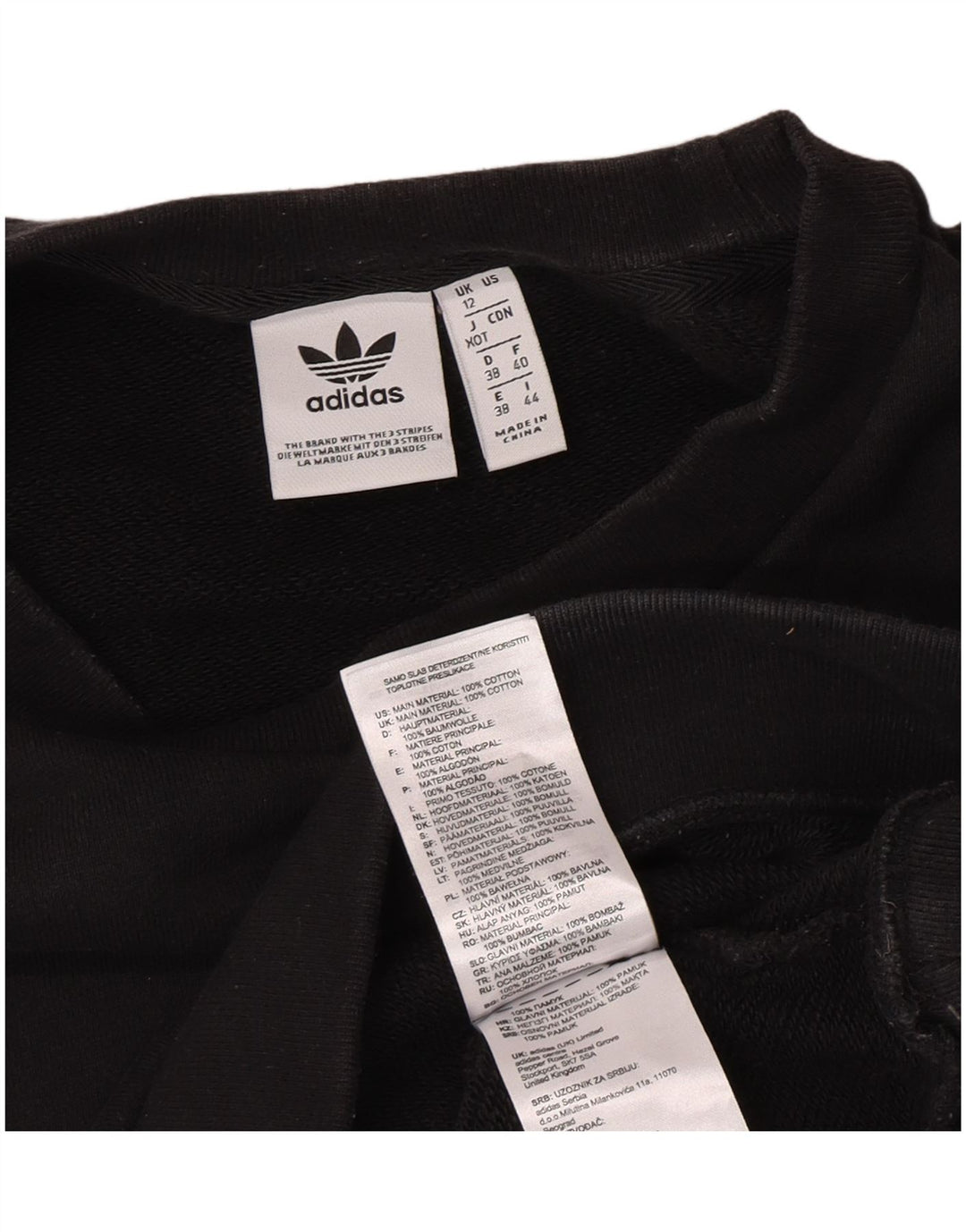 Adidas Sudadera de gran tamaño con gráfico para mujer UK 12 Medium Black Cotton