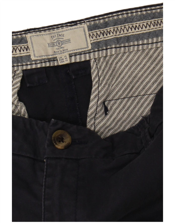 FAT FACE Womens Straight Cropped Trousers UK 14 Large W34 L23 Navy Blue