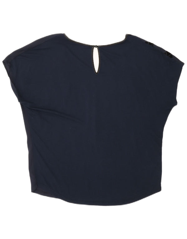 Desigual Blusa gráfica para mujer Top UK 46 Grande Azul marino Geométrico