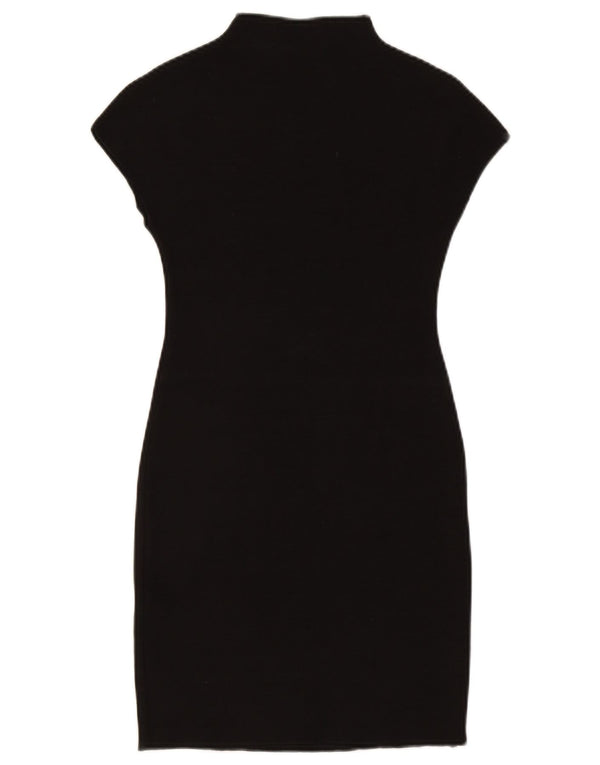 Zara Vestido Ajustado De Manga Corta para Mujer UK 8 Small Viscosa Negra