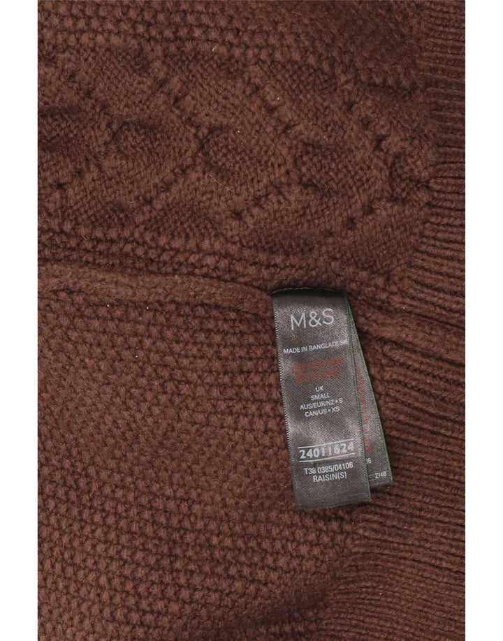 Marks & Spencer Suéter con cuello vuelto para mujer Reino Unido 10 Pequeño Marrón Acrílico