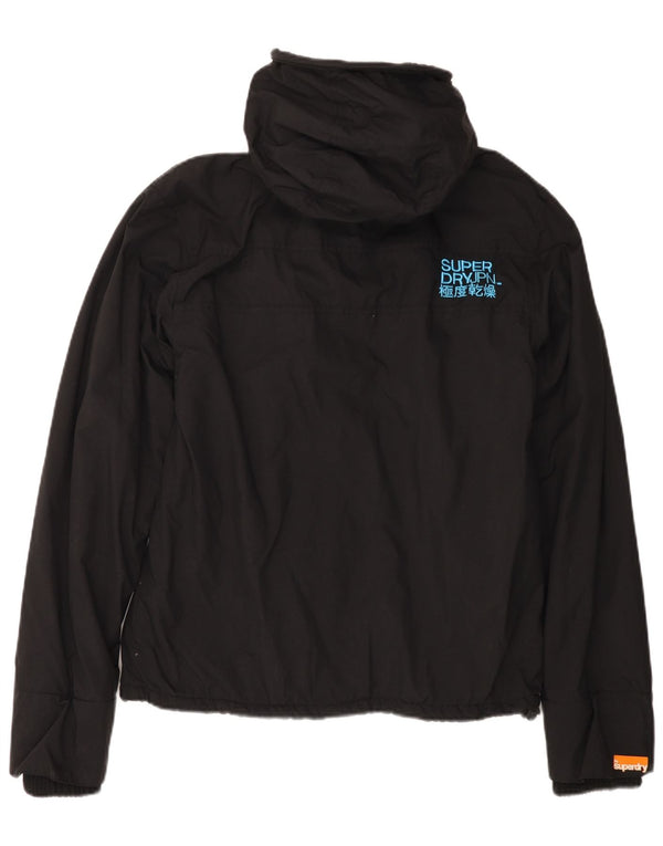 SUPERDRY Chaqueta cortavientos con capucha para mujer UK 46 Large Black Nylon