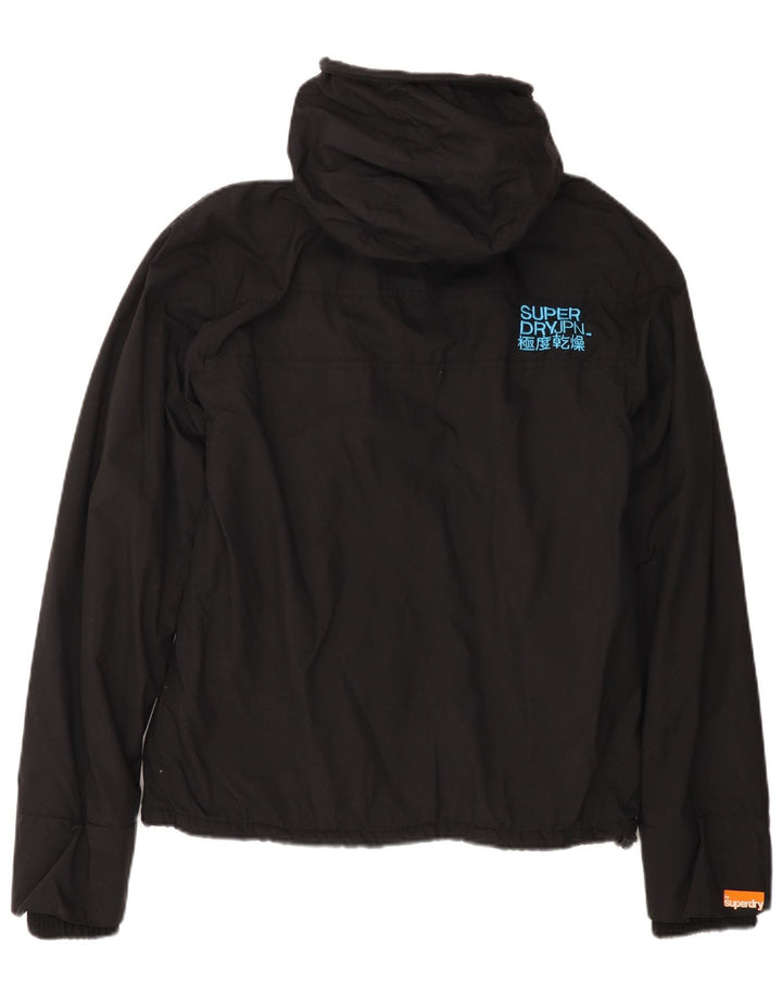 SUPERDRY Chaqueta cortavientos con capucha para mujer UK 46 Large Black Nylon