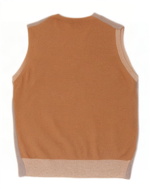 Rossopuro Chaleco De Punto Hombre IT 50 Lana De Pata De Gallo Beige Medio