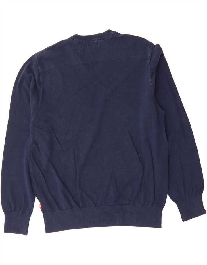 IZOD Mens V-Neck Jumper Sweater Medium Navy Blue Cotton Vintage Izod and Second-Hand Izod from Messina Hembry 