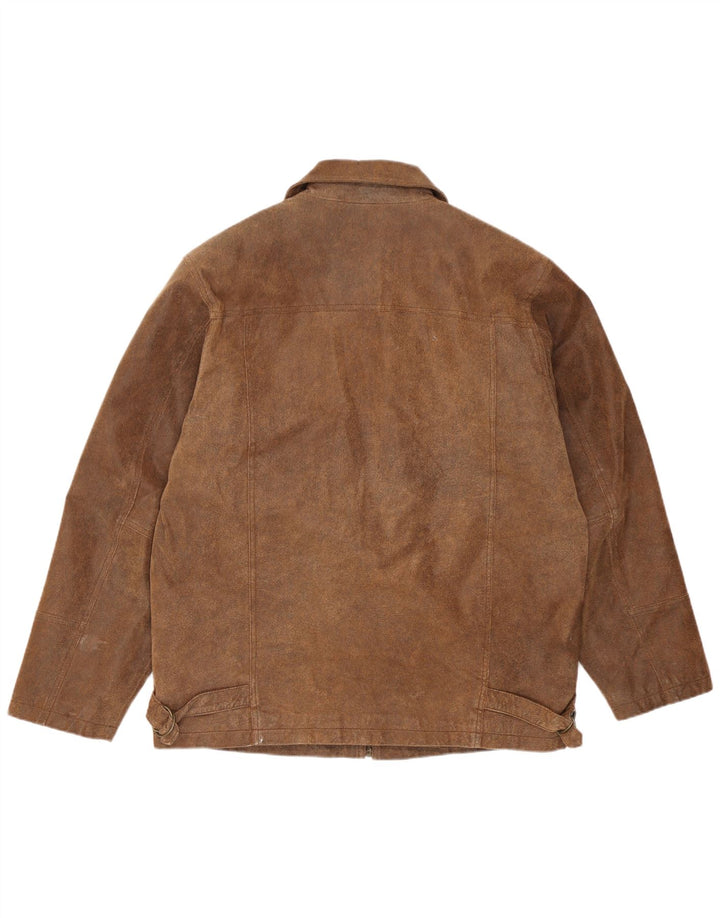 Vintage chaqueta de cuero para hombre Reino Unido 38 cuero marrón medio