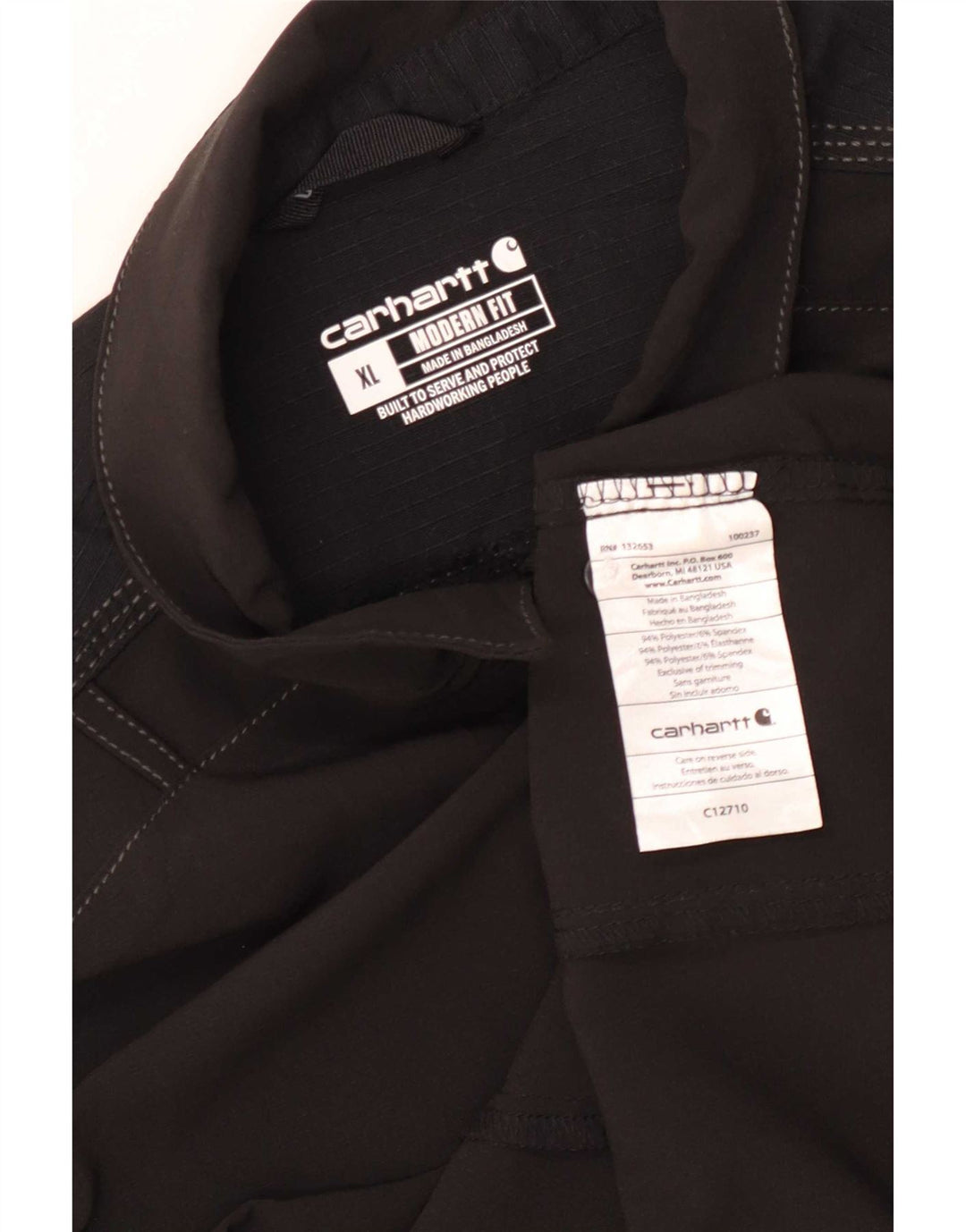 Carhartt Camisa tipo jersey de manga corta con ajuste moderno para hombre XL Poliéster negro