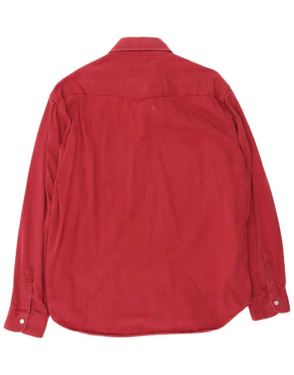 Camisa vaquera Carrera para hombre de algodón burdeos grande