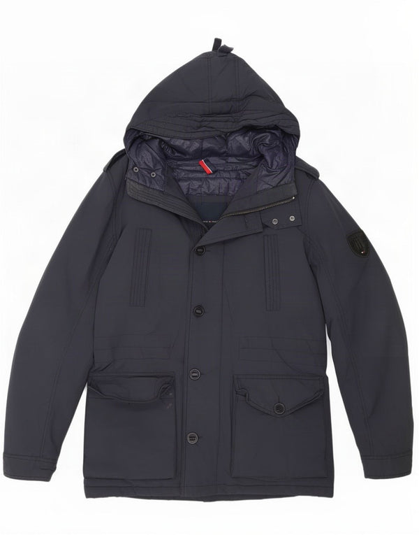 Tommy Hilfiger Parka con capucha para hombre, talla 40, algodón azul marino grande