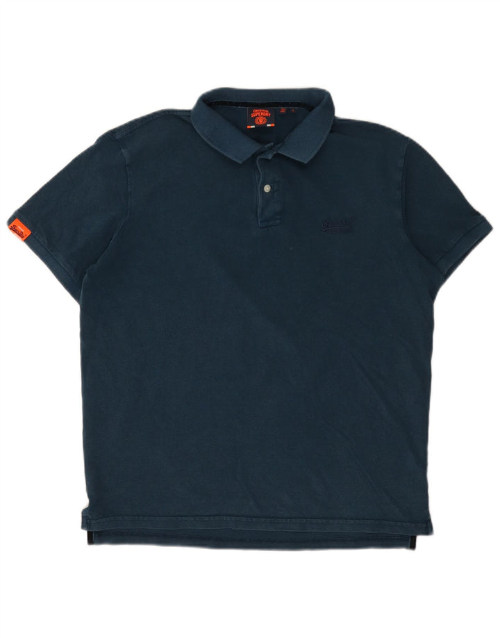 Superdry Polo para hombre de algodón azul marino grande