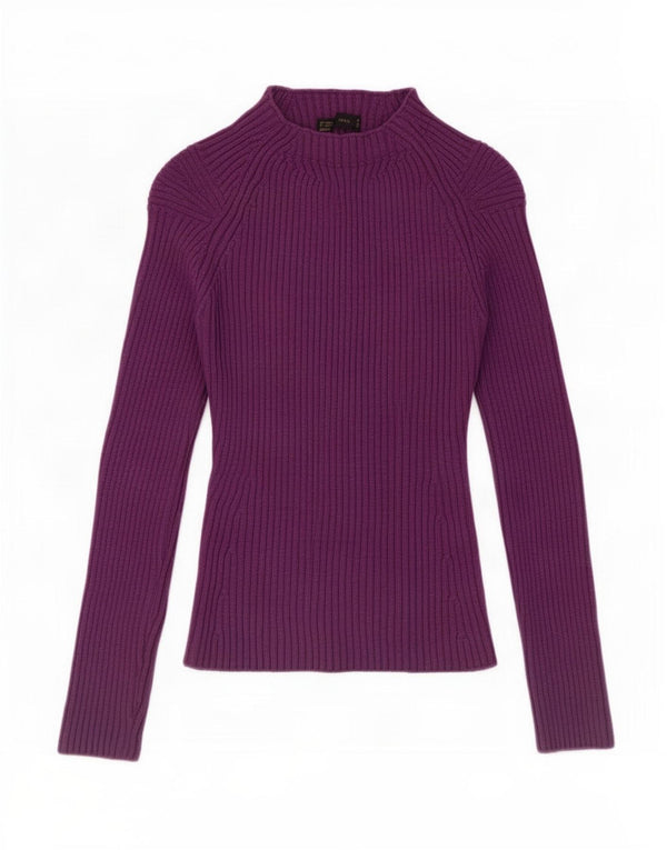 Zara Mujer Top Manga Larga UK 42 Acrílico Púrpura Medio
