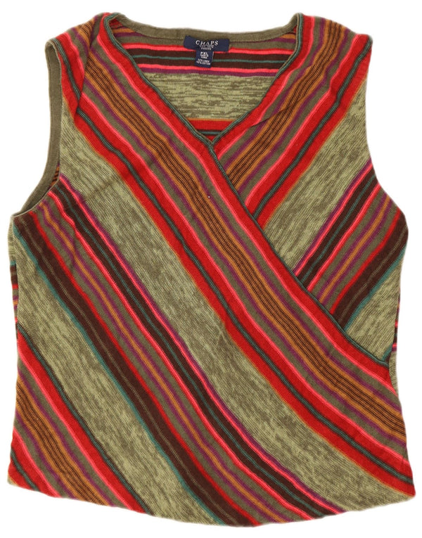 Chaps Top corto sin mangas para mujer UK 18 XL Lino a rayas verdes