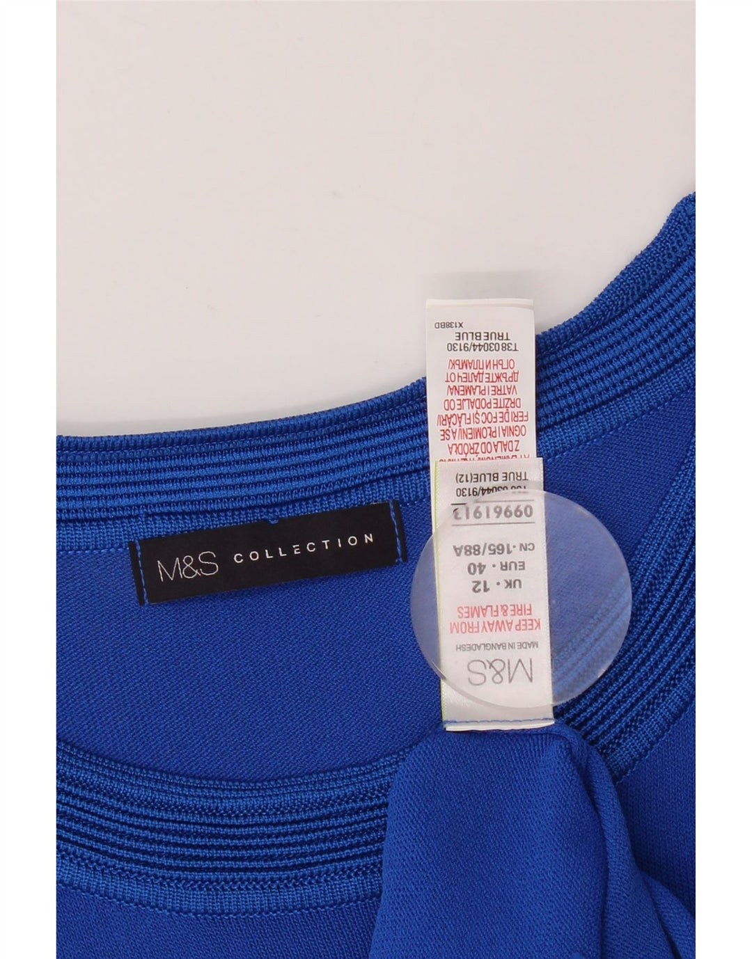Marks & Spencer Blusa para mujer Top UK 42 Viscosa geométrica azul medio