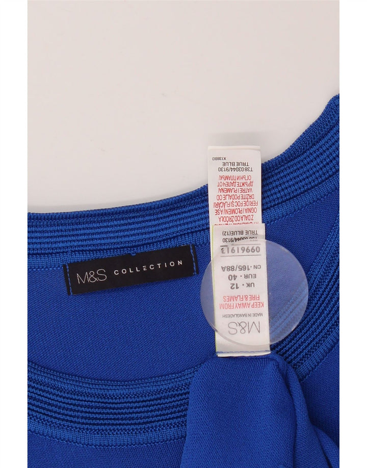 Marks & Spencer Blusa para mujer Top UK 42 Viscosa geométrica azul medio