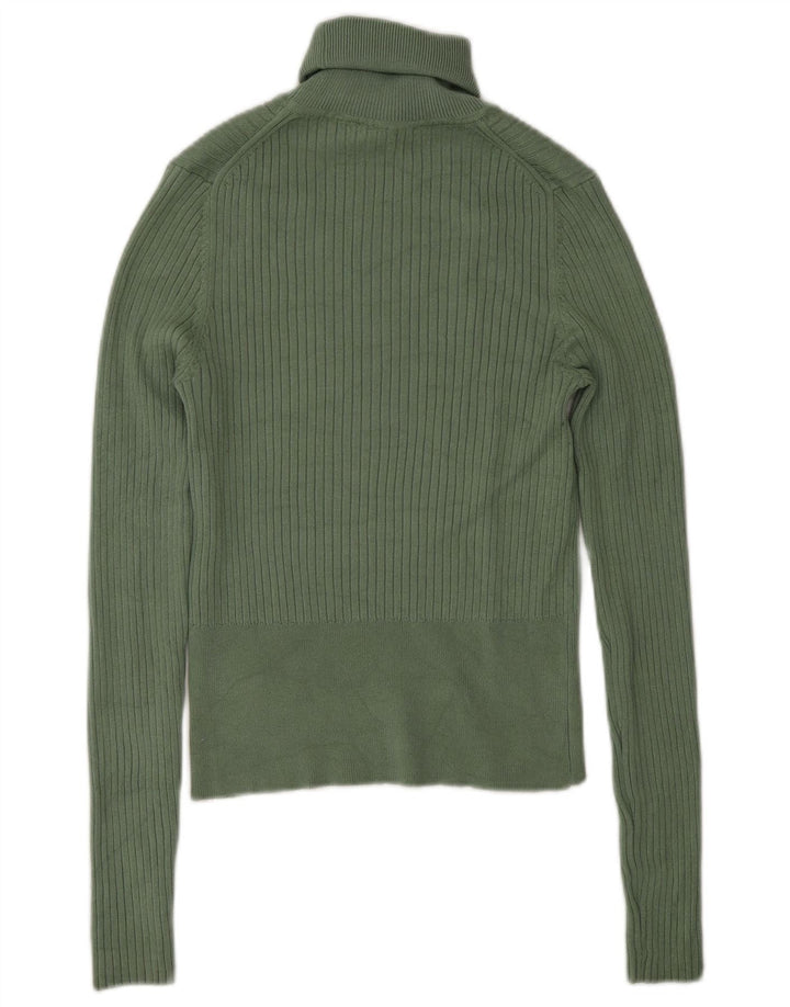 Zara - Jersey con cuello vuelto para mujer, talla 40, viscosa verde medio