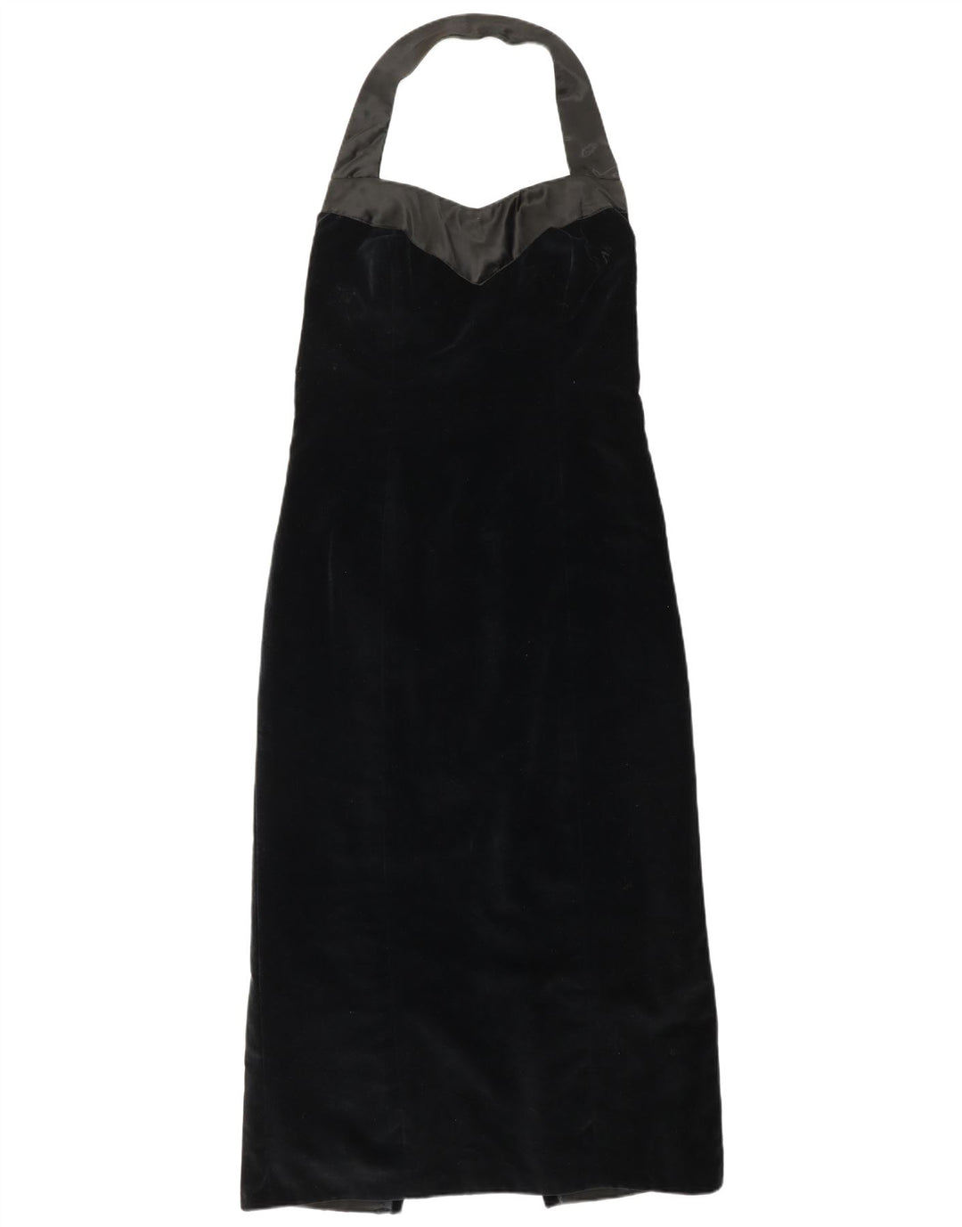 VINTAGE Vestido halter de terciopelo para mujer Reino Unido 10 Pequeño Negro