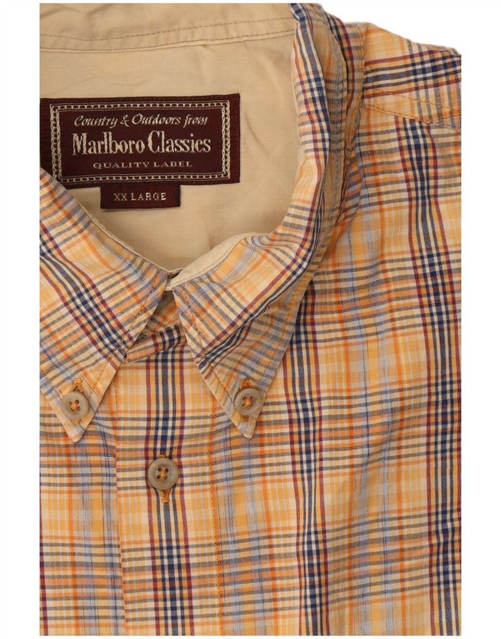Marlboro Classics Camisa de manga corta para hombre 2XL Beige Check