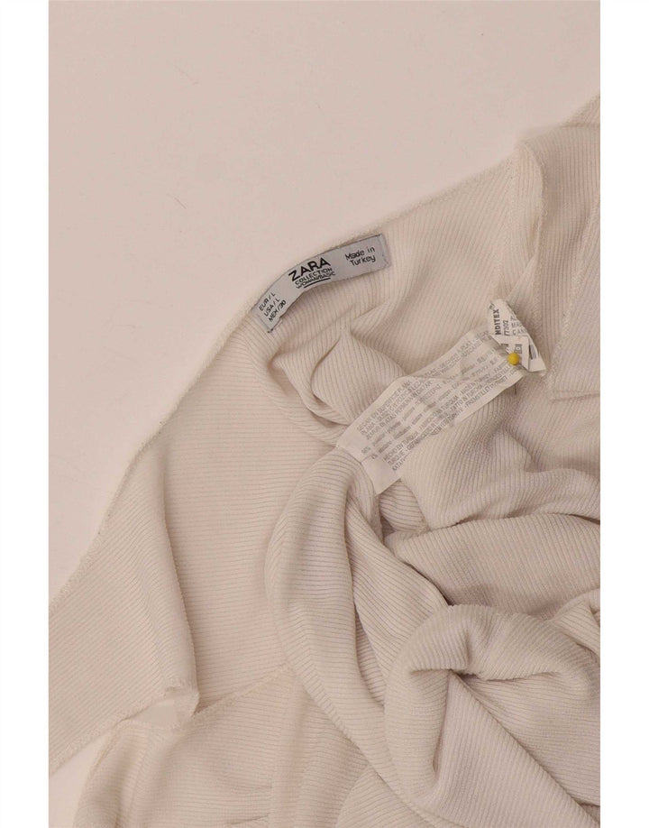 Zara Mujer Crop Vest Top UK 44 Grande Poliéster Blanco