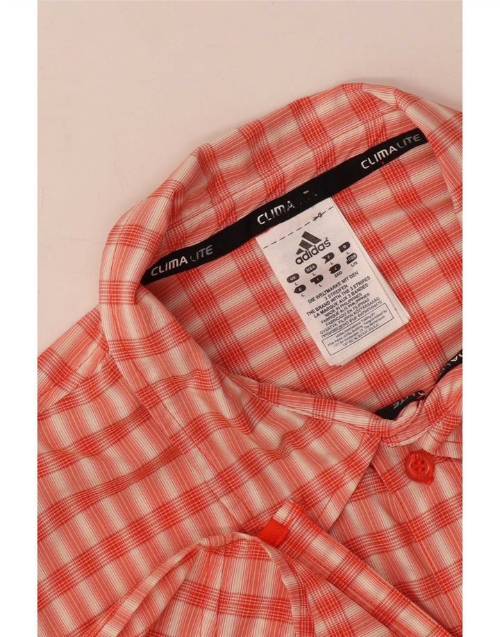 Adidas Mens Climalite Camisa De Manga Corta Grande Naranja Cuadros Poliéster
